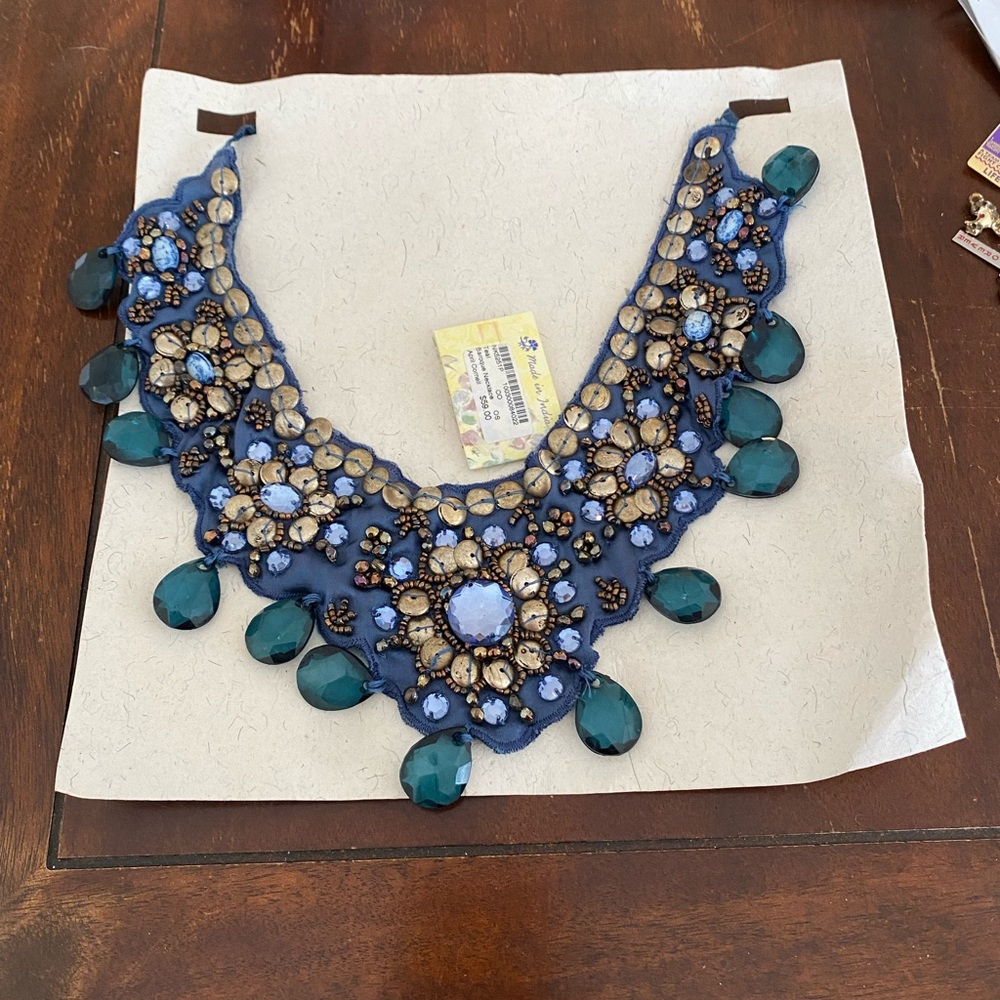 April Cornell Teal Beaded Baroque Necklace NWT